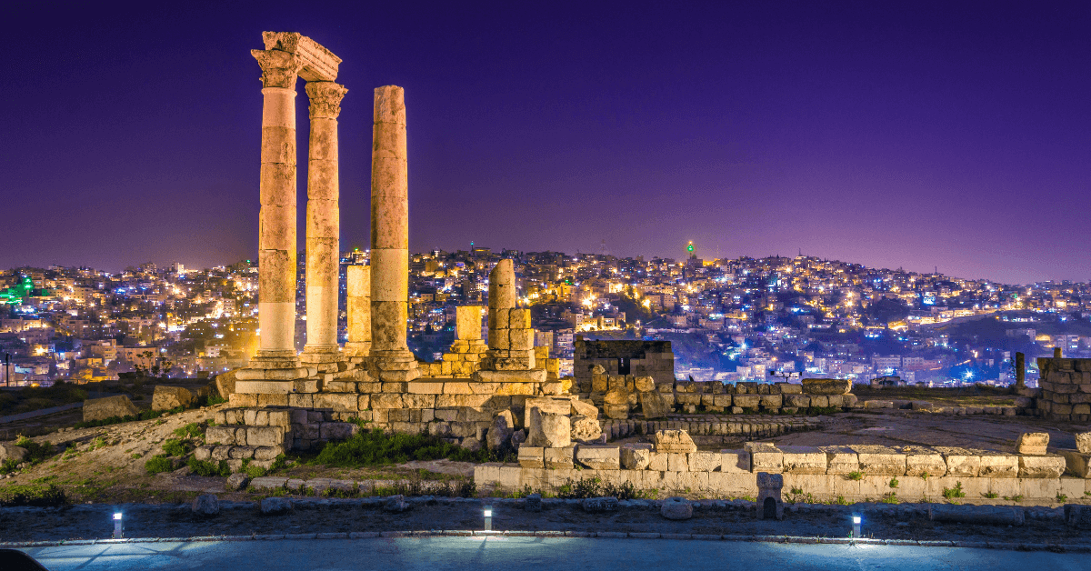 Cittadella di Amman con vista sulla città